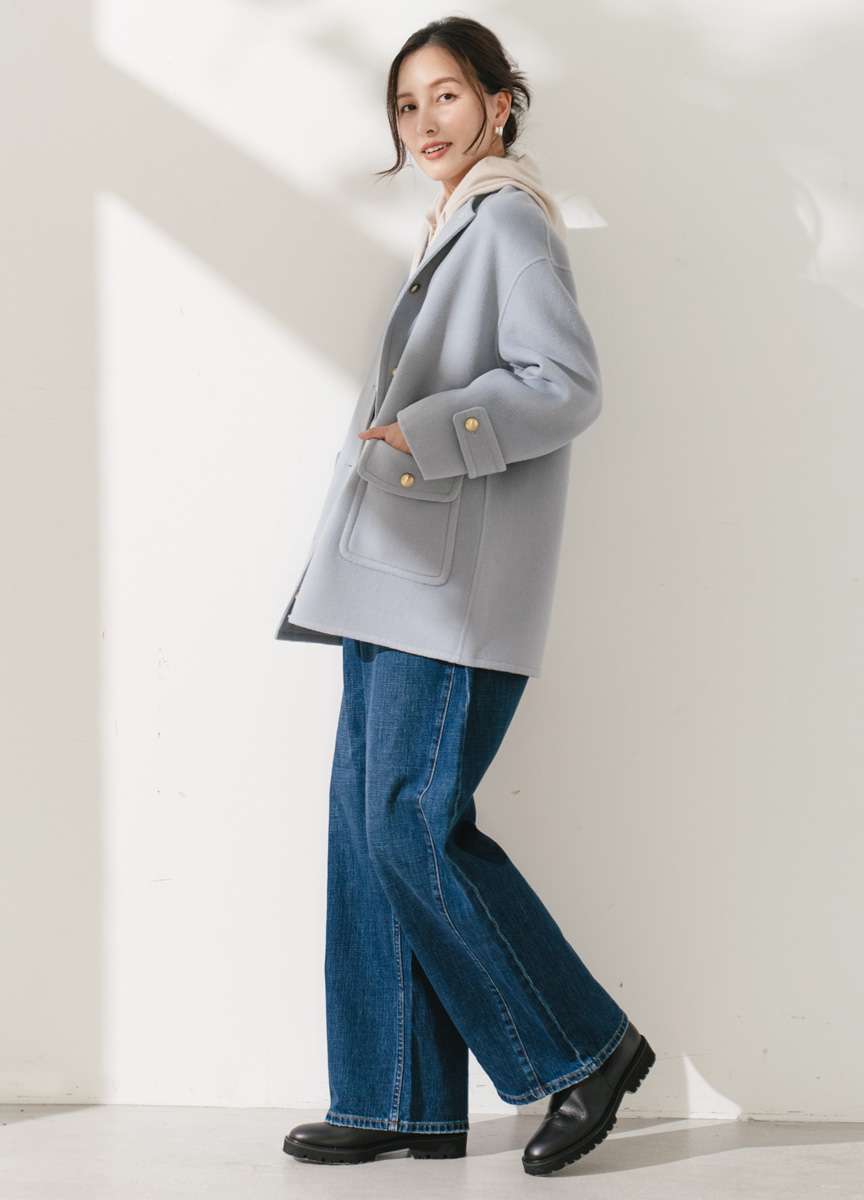 中長款羊毛混紡大衣外套      